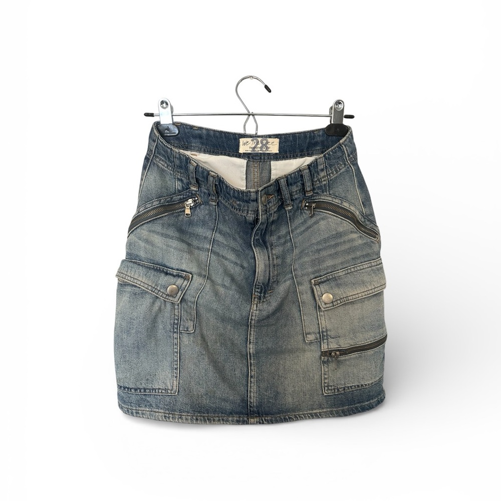 We The Free Blue Denim Mini Skirt
